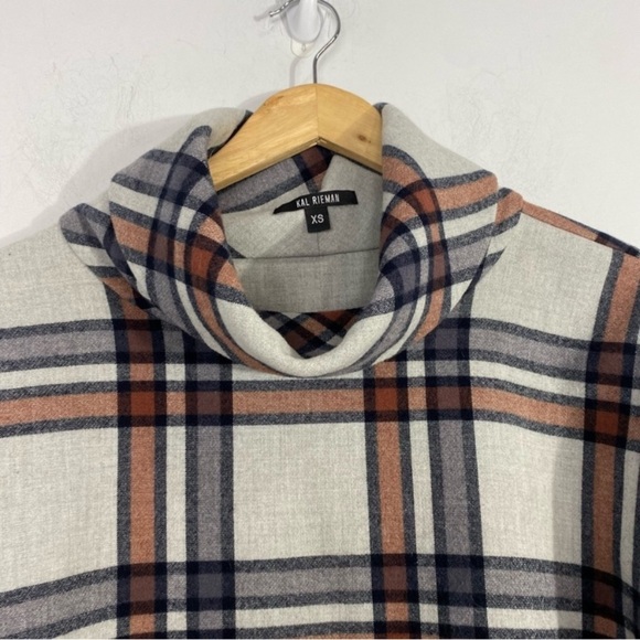 KAL REIMAN Plaid Cape Sleeve Turtleneck - Picture 2 of 9